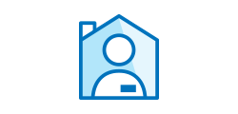 icon of an advisor with name badge inside a house